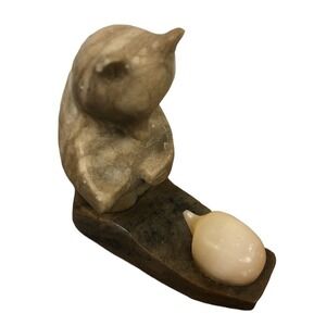 3" CARVING GEMSTONE CALCITE HEDGEHOG & Bear DOLOMITE With BASE *read